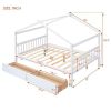 Full Size Wooden House Bed with Drawers, White